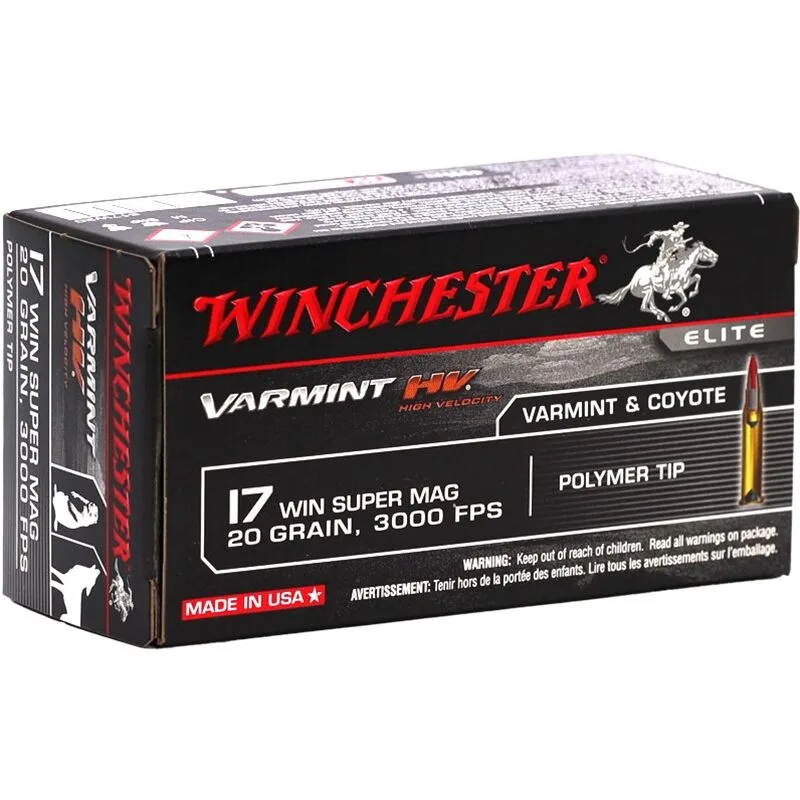 Winchester Varmint HV 17 Winchester Super Magnum Ammunition 20 Grain Polymer Tip - S17W20